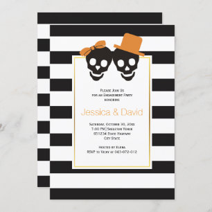 Skull couple Halloween wedding engagement party Invitation