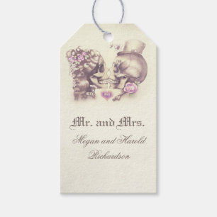 Skull Couple Vintage Purple Wedding Gift Tags