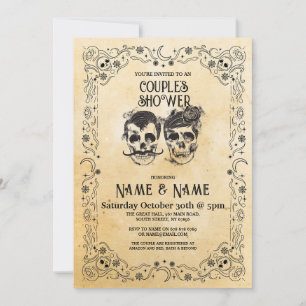 Skull Couple's Shower Party Halloween Gothic Invitation