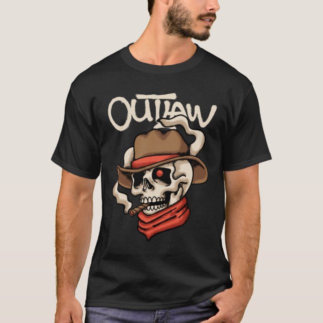 Skull Cowboy Smoking streetwear T-Shirt (Front)