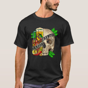 Skull Crawfish Season Beer Mardi Gras Crawfish Caj T-Shirt