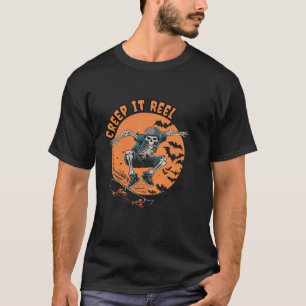 Skull Creep It Real Spooky Dude Skateboard Sugar H T-Shirt