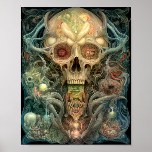 Skull Creepy Surreal Horror Art  Poster