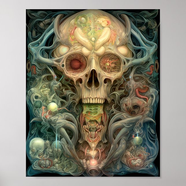 Skull Creepy Surreal Horror Art  Poster (Front)