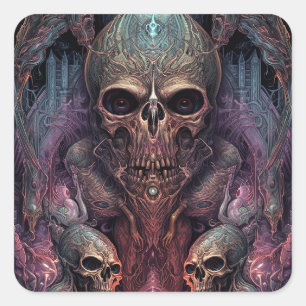 Skull Creepy Surreal Horror Art  Square Sticker