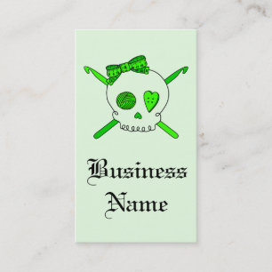 Skull & Crochet Hooks (Lime Green) Business Card