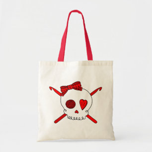 Skull & Crochet Hooks (Red) Tote Bag