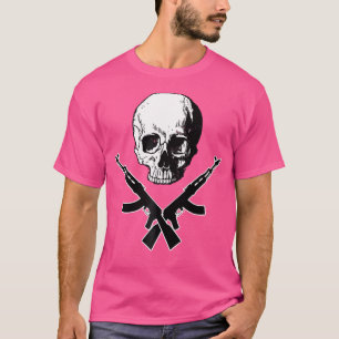 Skull Cross Bones Ak 47 Crossed Rifles Gun Shootin T-Shirt