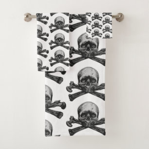 skull cross bones classic bath towel set
