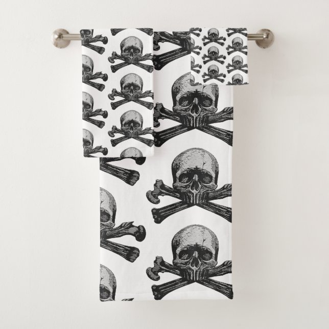 skull cross bones classic bath towel set (Insitu)
