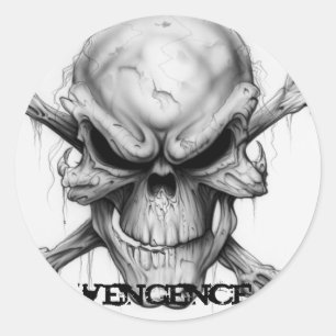 skull-cross-bones-evil, vengence classic round sticker