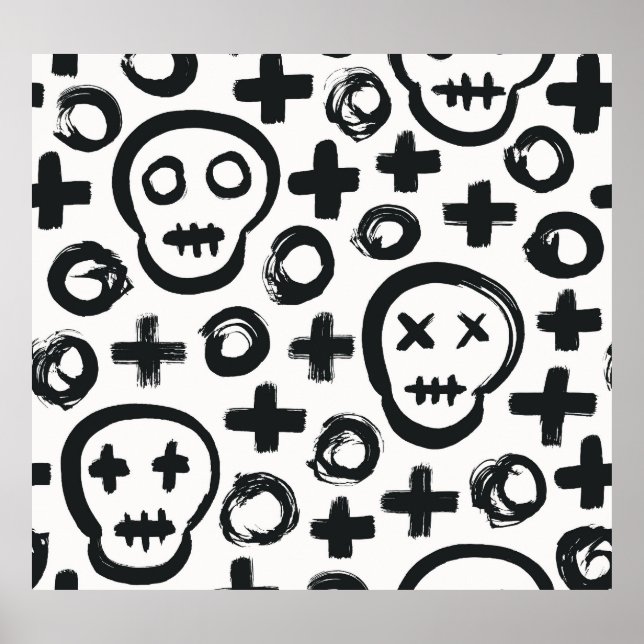 Skull Cross Circle: Seamless Decoration. Poster (Front)