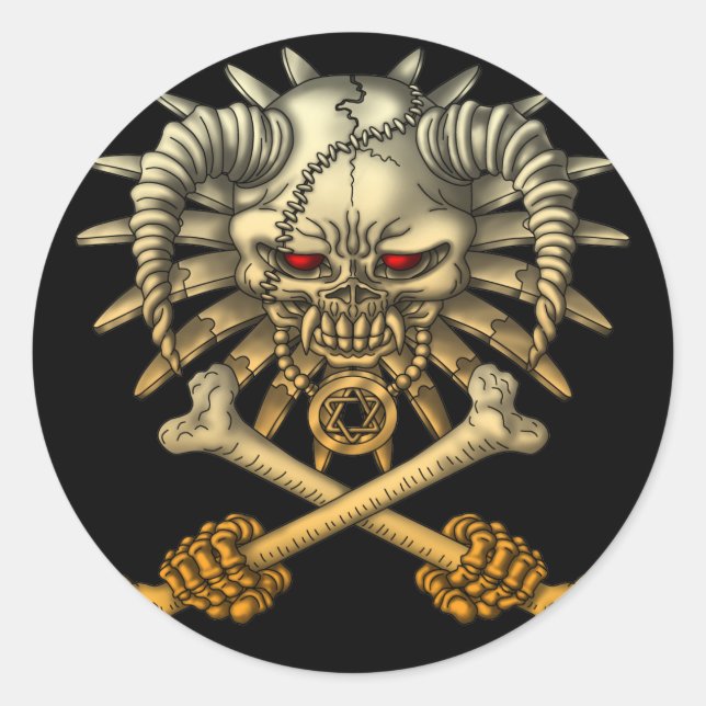 skull cross classic round sticker (Front)