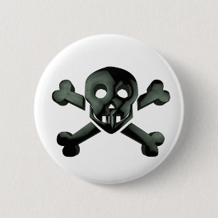 skull crossbones 6 cm round badge