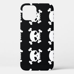 Skull Crossbones: Black-White Pattern. iPhone 12 Case