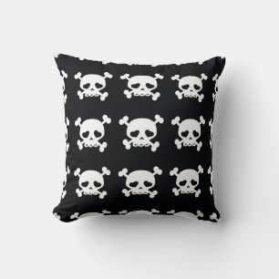 Skull Crossbones: Black-White Pattern. Cushion