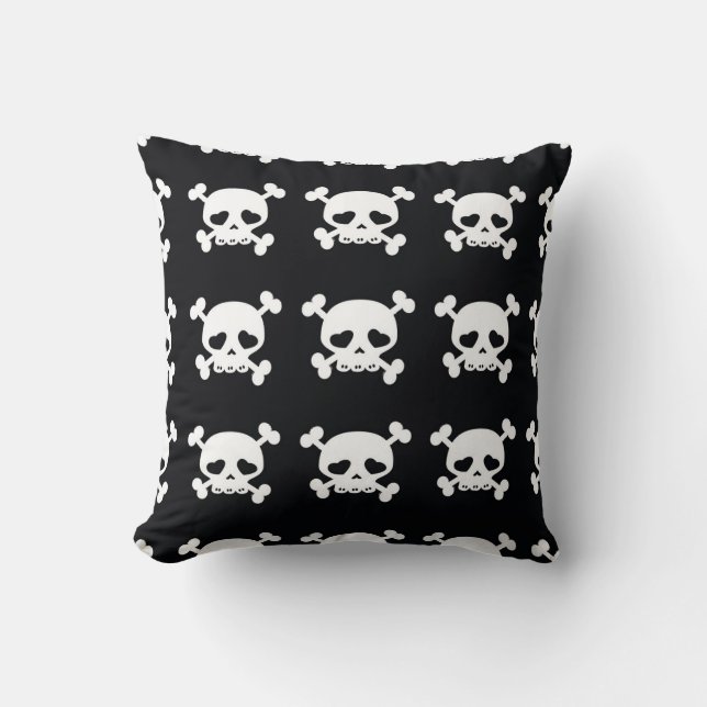 Skull Crossbones: Black-White Pattern. Cushion (Front)
