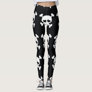 Skull Crossbones: Black-White Pattern. Leggings