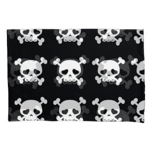 Skull Crossbones: Black-White Pattern. Pillowcase
