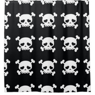 Skull Crossbones: Black-White Pattern. Shower Curtain