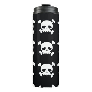 Skull Crossbones: Black-White Pattern. Thermal Tumbler