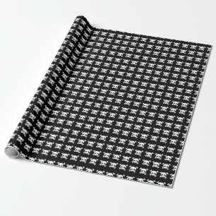 Skull Crossbones: Black-White Pattern. Wrapping Paper
