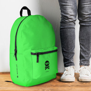 Skull Crossbones Bright Neon Green Stylish Printed Backpack