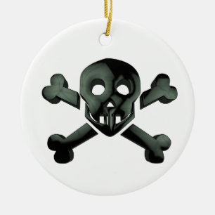 skull crossbones ceramic tree decoration