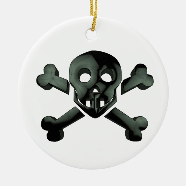 skull crossbones ceramic tree decoration (Front)