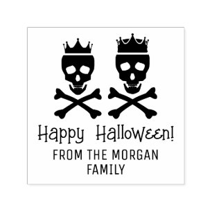 Skull & Crossbones Crowned Couple Happy Halloween Self-inking Stamp