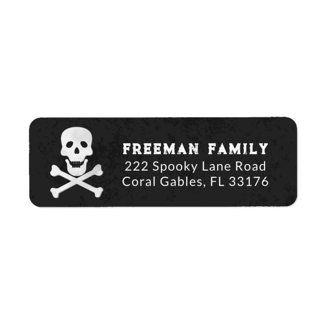 Skull Crossbones Halloween Address Label (Front)