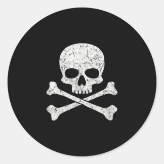 Skull crossbones halloween skeleton jolly roger classic round sticker