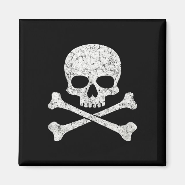 Skull crossbones halloween skeleton jolly roger magnet (Front)