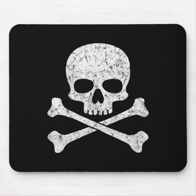 Skull crossbones halloween skeleton jolly roger mouse mat (Front)