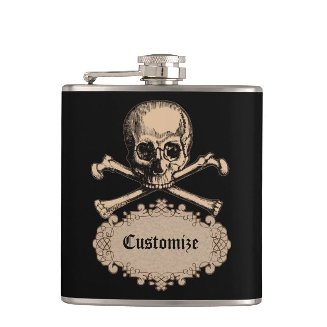 Skull & Crossbones Hip Flask (Front)