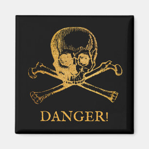 Skull & Crossbones   Magnet   Custom Text   Black