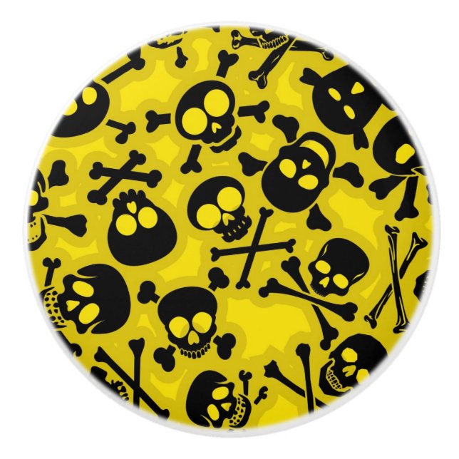 Skull & Crossbones Pattern Ceramic Knob (Front)