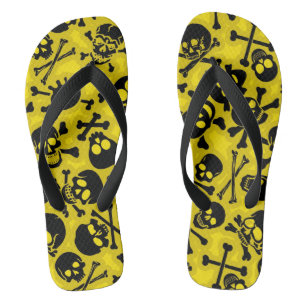 Skull & Crossbones Pattern Flip Flops