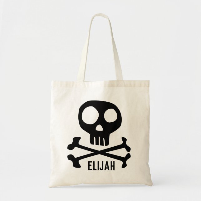 Skull & Crossbones Personalised Name Tote Bag (Front)