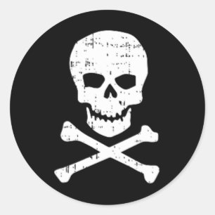 Skull Crossbones Pocket Halloween Costume Skeleton Classic Round Sticker