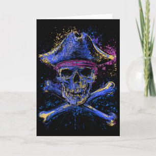 Skull Crossbones Skeleton Jolly Roger Flag Hallowe Card