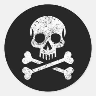 Skull Crossbones Skeleton Jolly Roger Flag Hallowe Classic Round Sticker