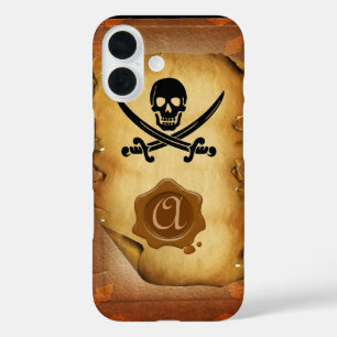 SKULL CROSSED SWORDS MONOGRAM wax seal parchment iPhone 16 Case