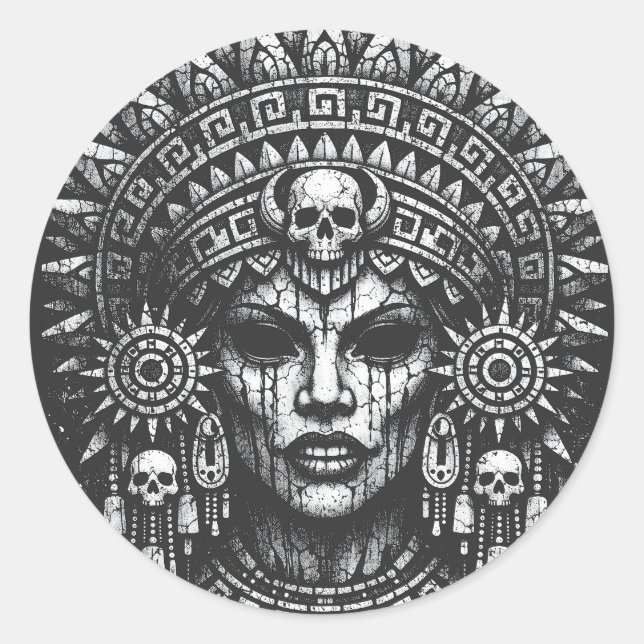 Skull‑Crowned Priestess — by BurnsInHell Classic Round Sticker (Front)