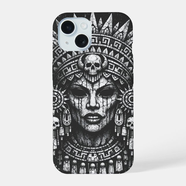 Skull‑Crowned Priestess — by BurnsInHell iPhone 15 Case (Back)