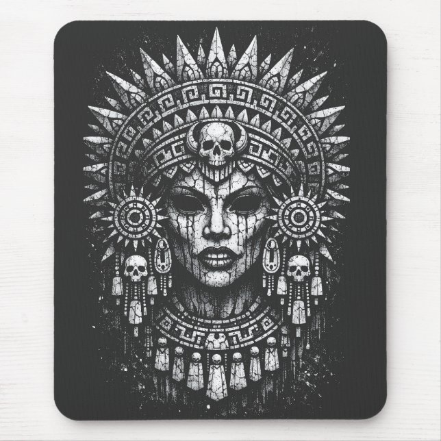 Skull‑Crowned Priestess — by BurnsInHell Mouse Mat (Front)
