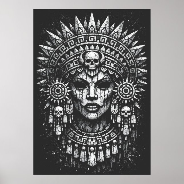 Skull‑Crowned Priestess — by BurnsInHell Poster (Front)