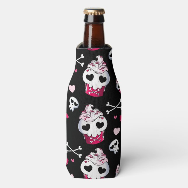 Skull Cupcake Madness Bottle Cooler (Bottle Front)