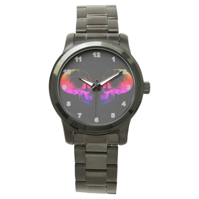 Skull Custom Oversized Black Bracelet men's watch (Front)