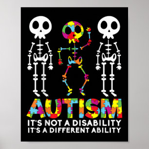 Skull Dance Autism Awareness Mum Dad Kids Autism  Poster